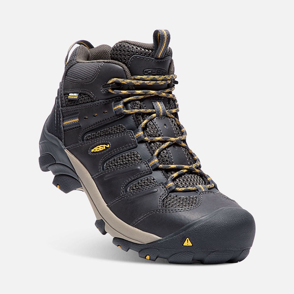 Botte de Travail Keen Homme Noir Marron | Lansing Mid Waterproof (Steel Toe) | PLEAQ-5891